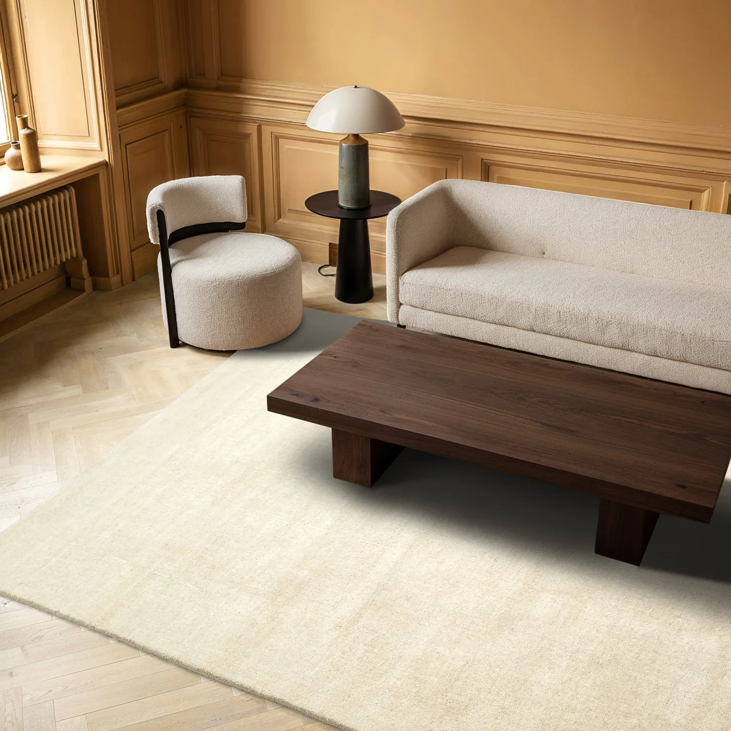Wollteppich - Rozel Handloom Wool Premium (creme)