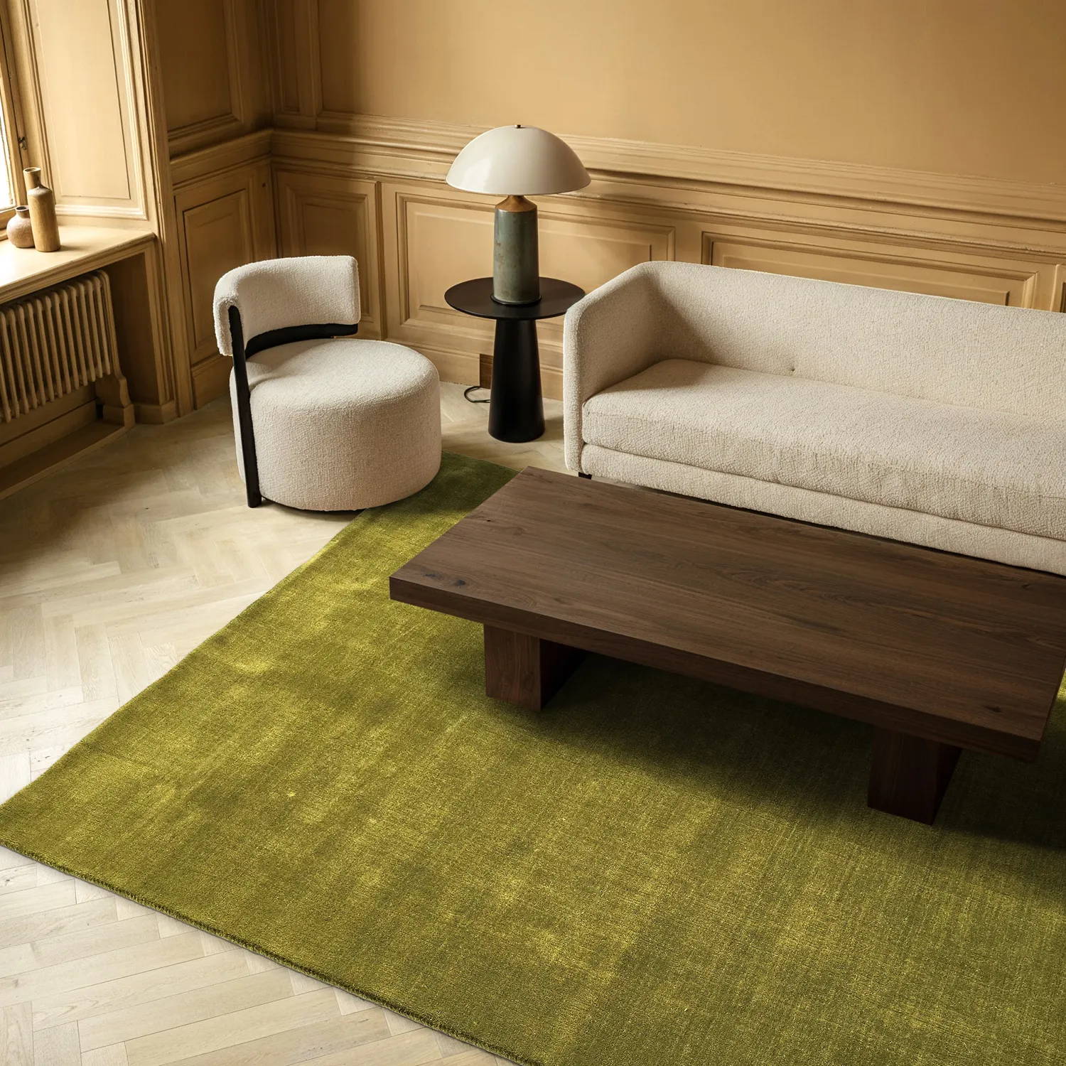 Wollteppich - Rozel Handloom Wool Premium (moosgrün)