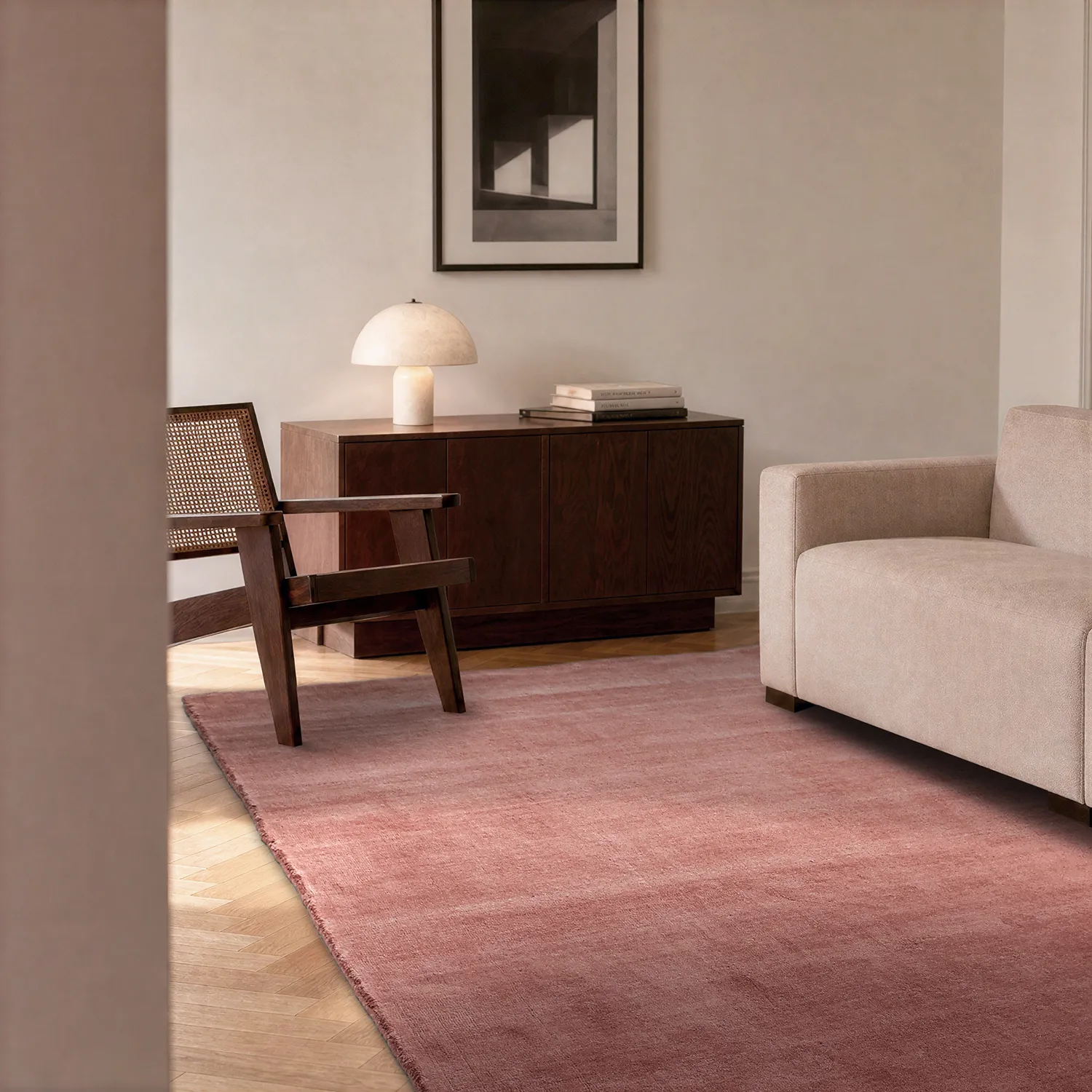 Wollteppich - Rozel Handloom Wool Premium (staubrot)