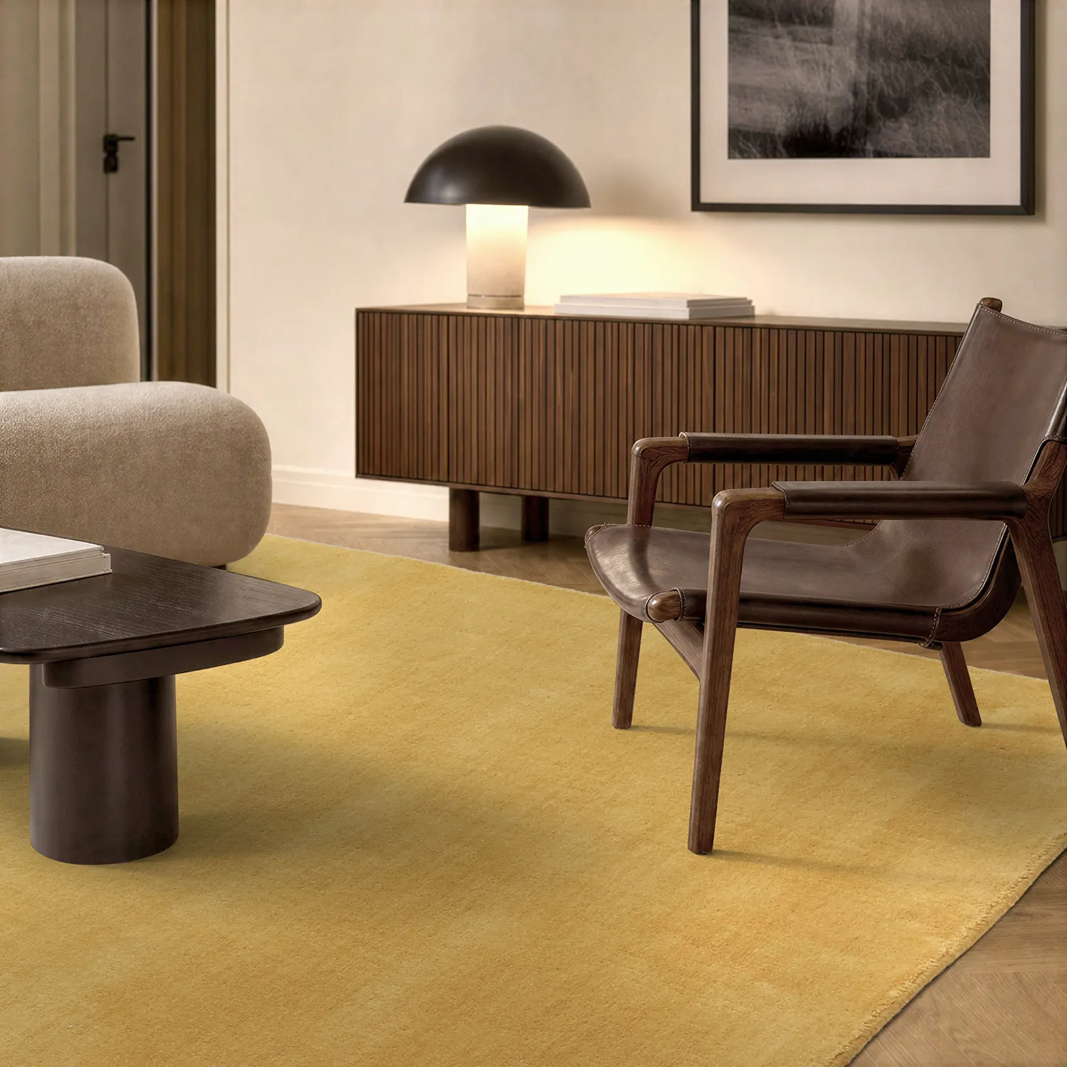 Wollteppich - Rozel Handloom Wool Premium (ocker)