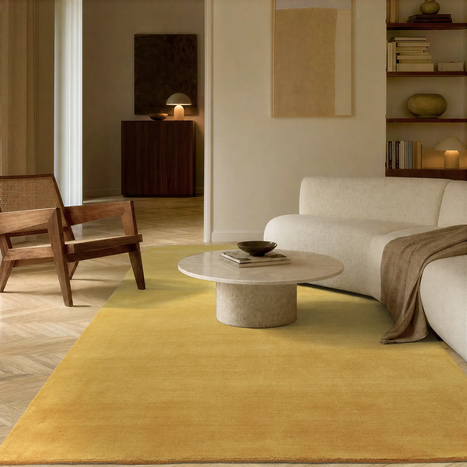 Wollteppich - Rozel Handloom Wool Premium (ocker)