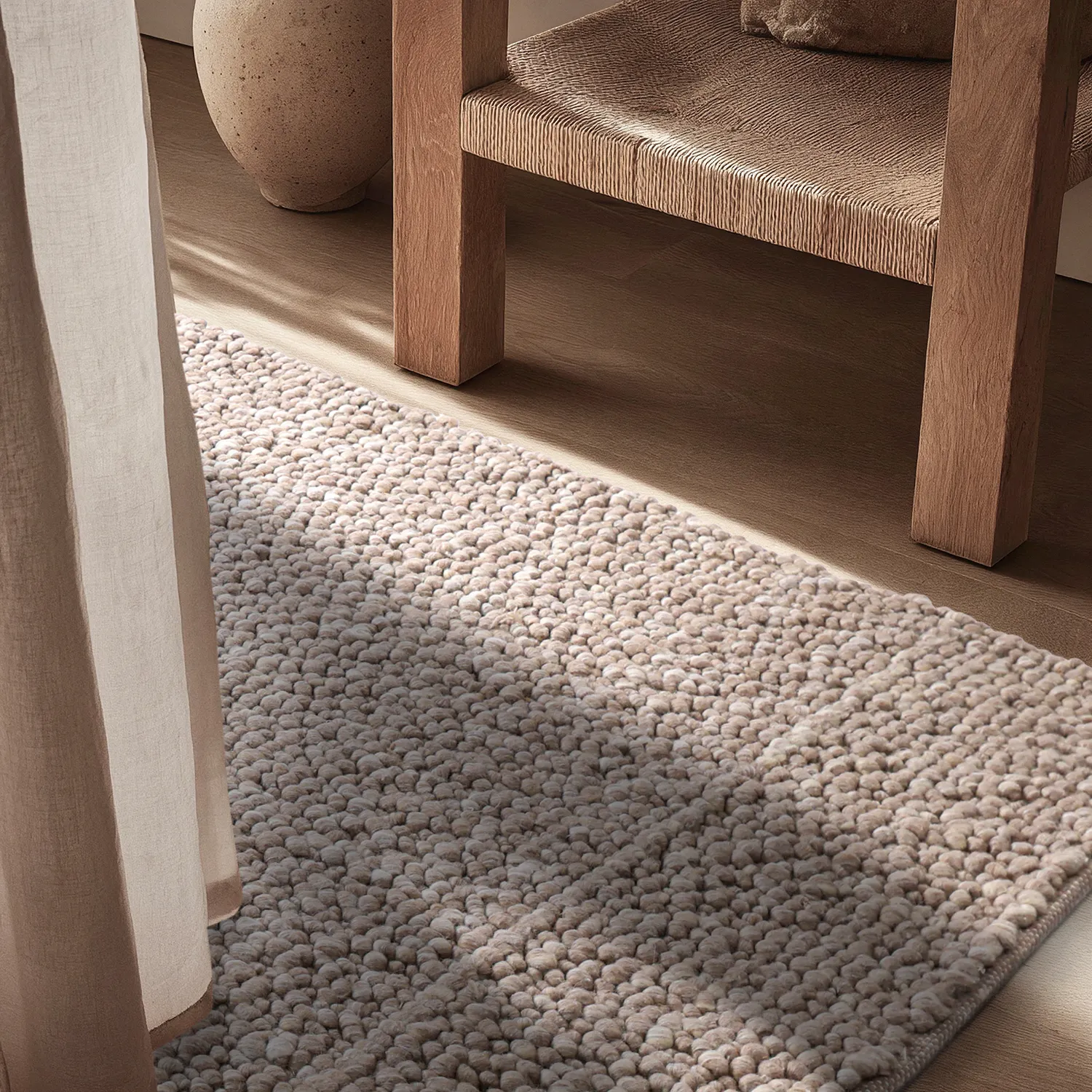 Wollteppich - Sala Irregular Wool Bubble (taupe/weiß-melange)
