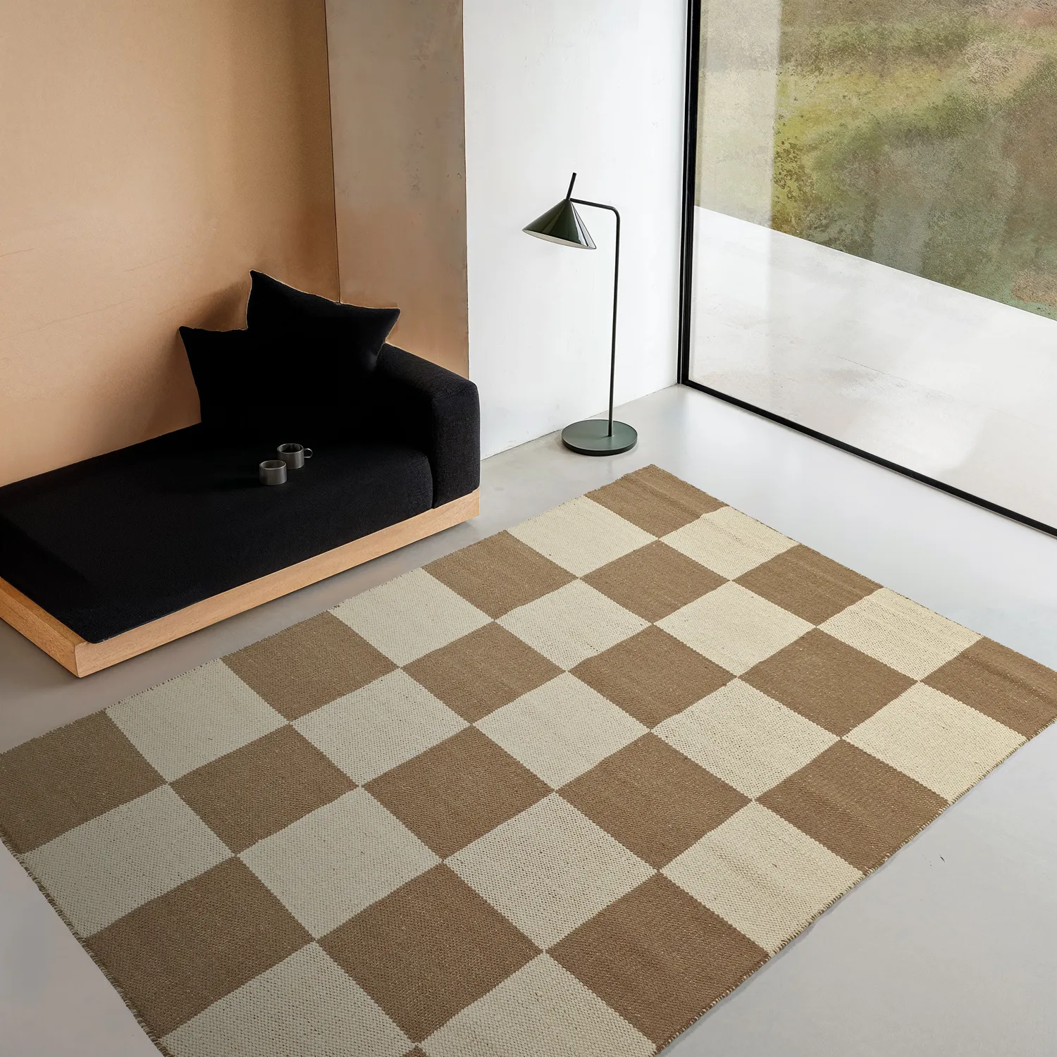 Wollteppich - Scacco (braun/beige)