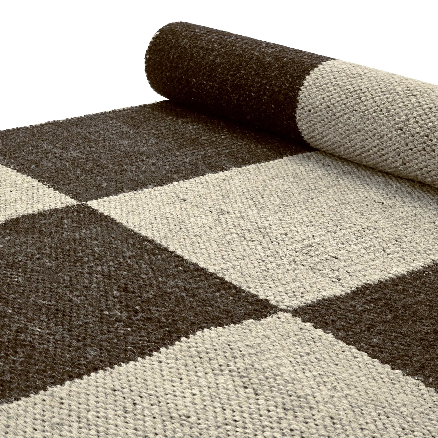 Wollteppich - Scacco (schwarz/beige)