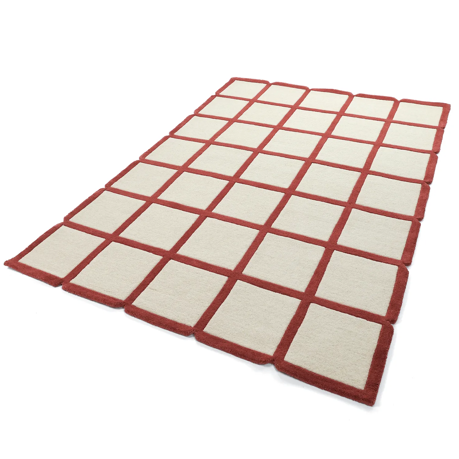 Wollteppich - Syl Hand Tufted Wool Premium (rot/weiß)