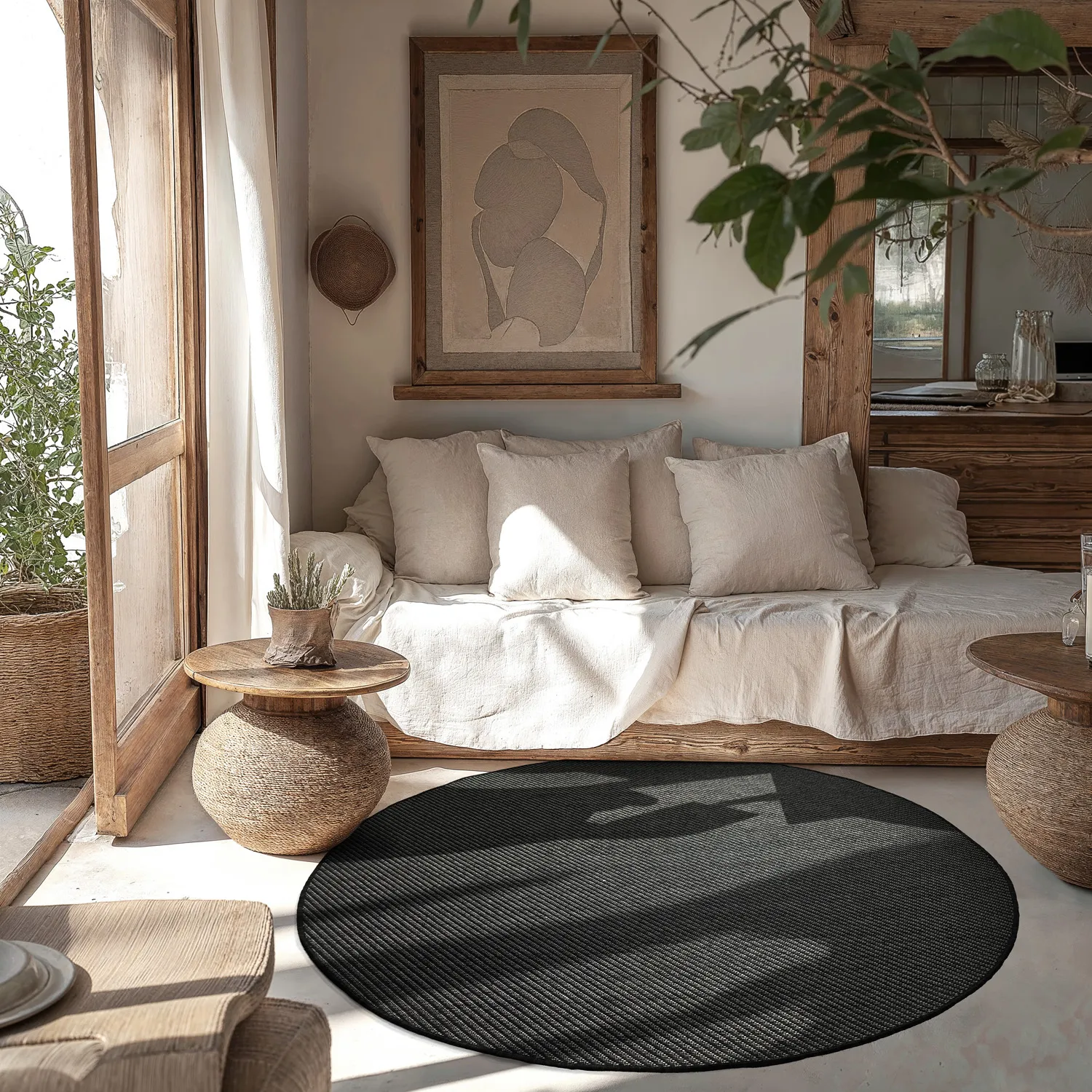 Rund Teppich - Indoor/Outdoor Bennett (schwarz)