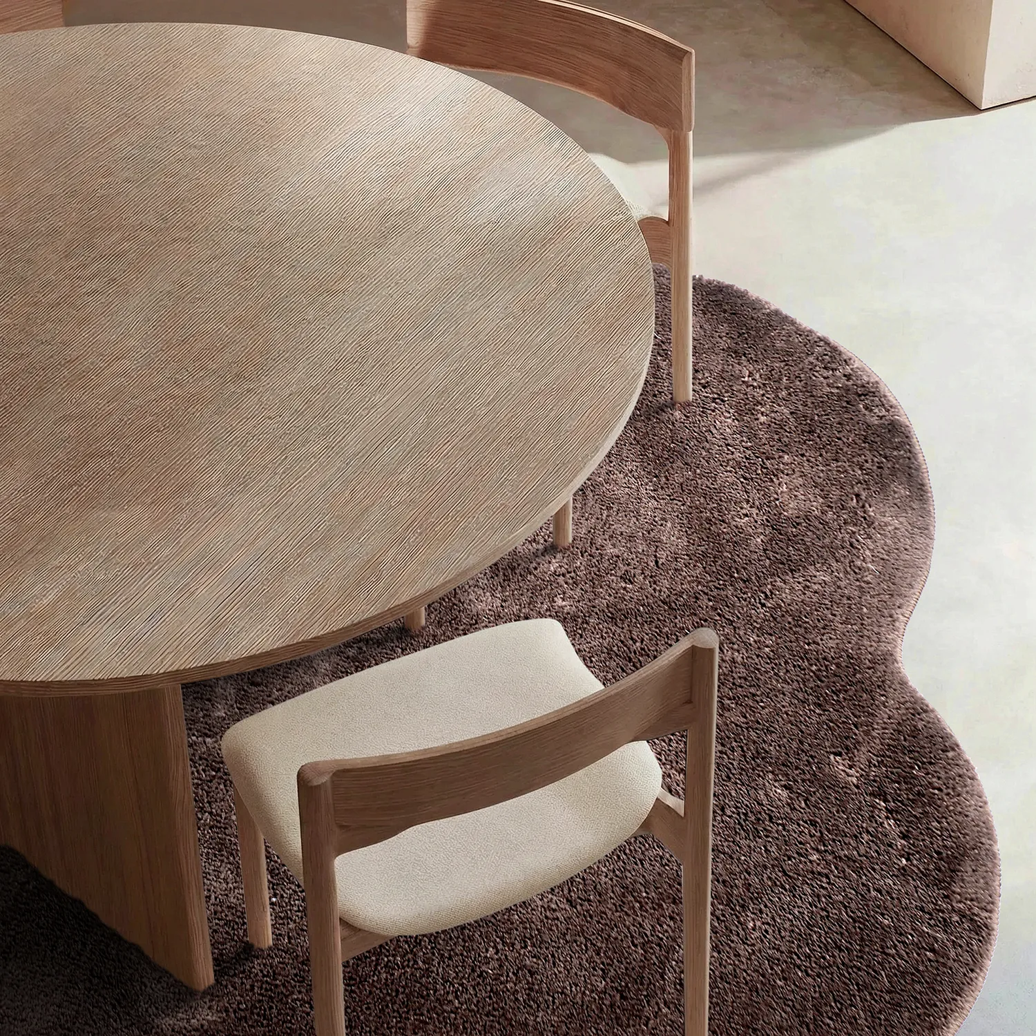 Runder Wellen-Teppich - Aranga Super Soft Fur (dunkelbraun)