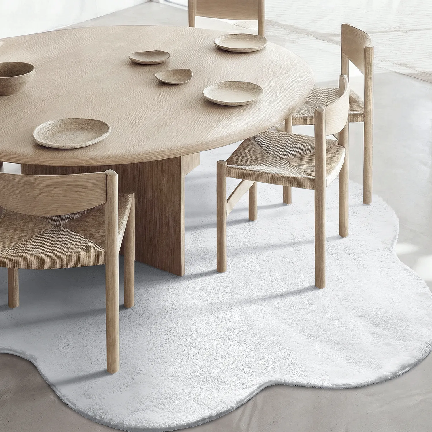 Runder Wellen-Teppich - Aranga Super Soft Fur (weiß)