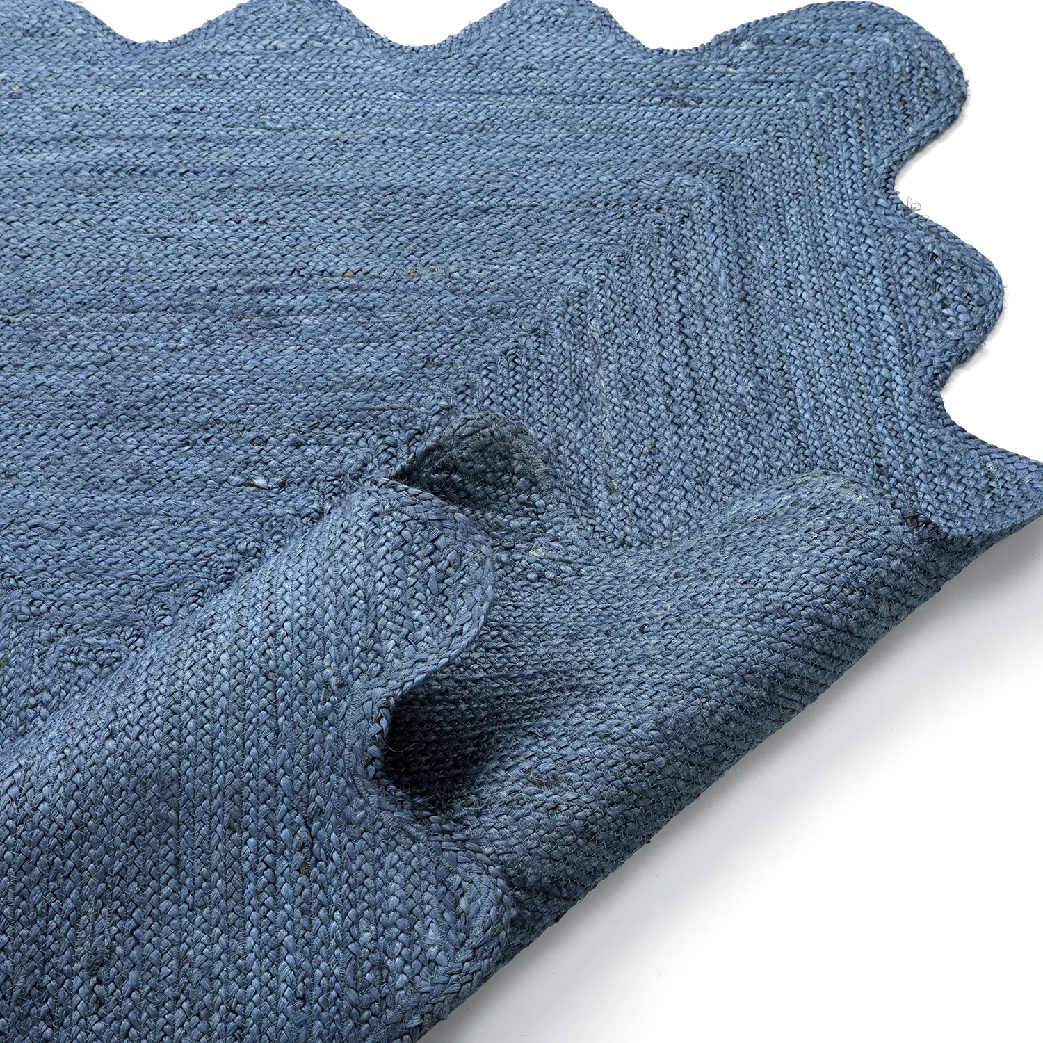 Juteteppich mit Wellenform - San Francisco (blau)