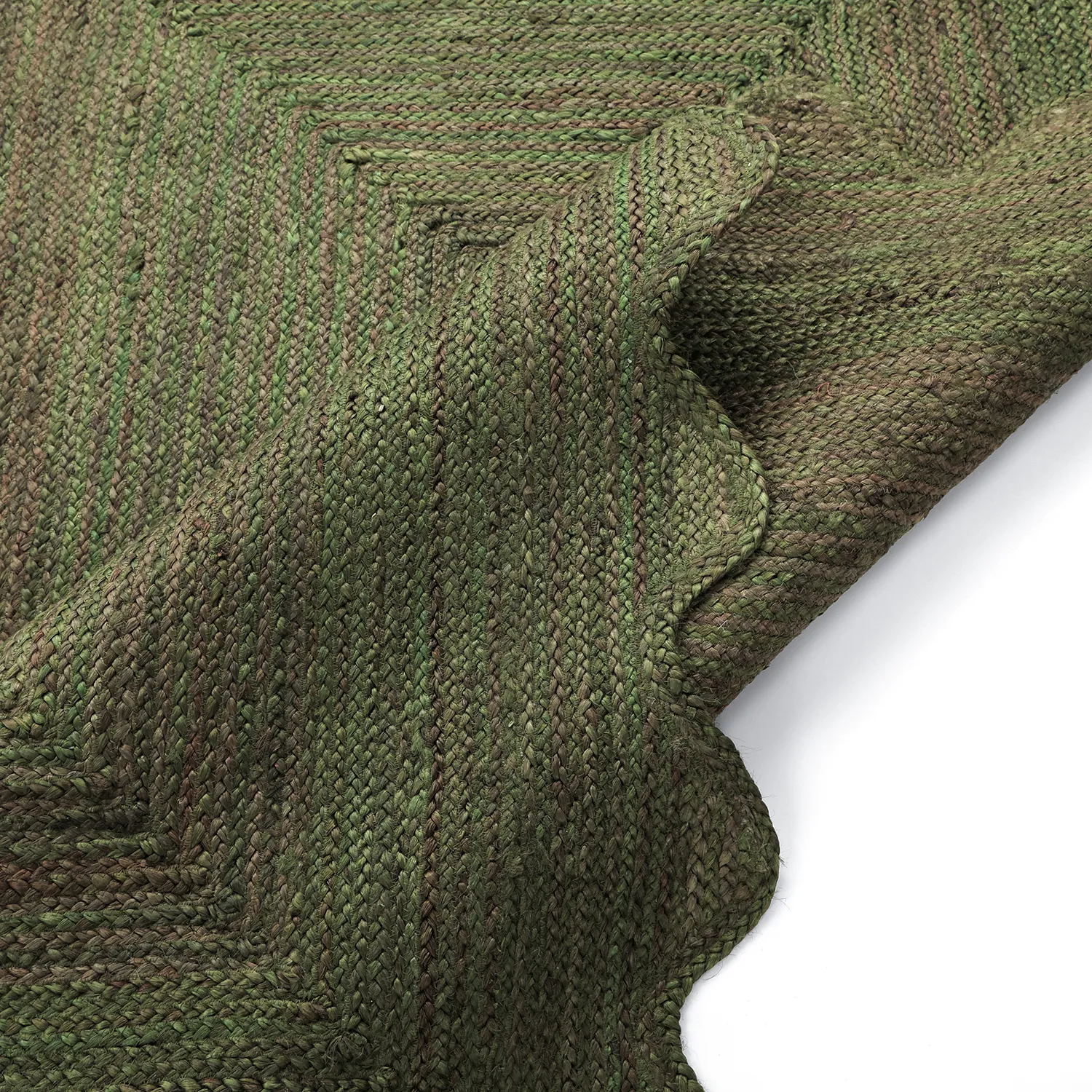 Juteteppich mit Wellenform - San Francisco (militärgrün)
