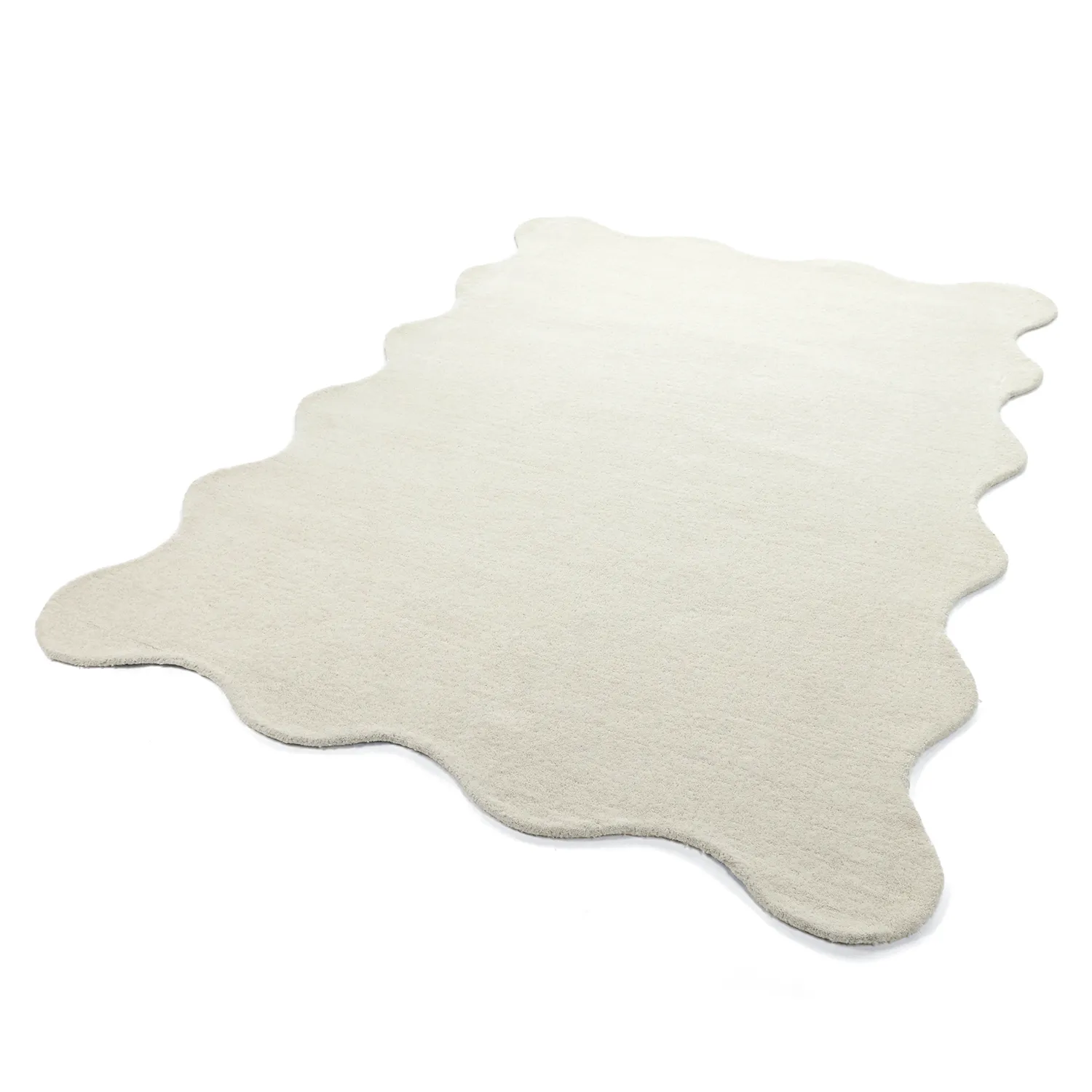 Gewellter Wollteppich - Diu Hand Tufted Wool Premium (weiß)