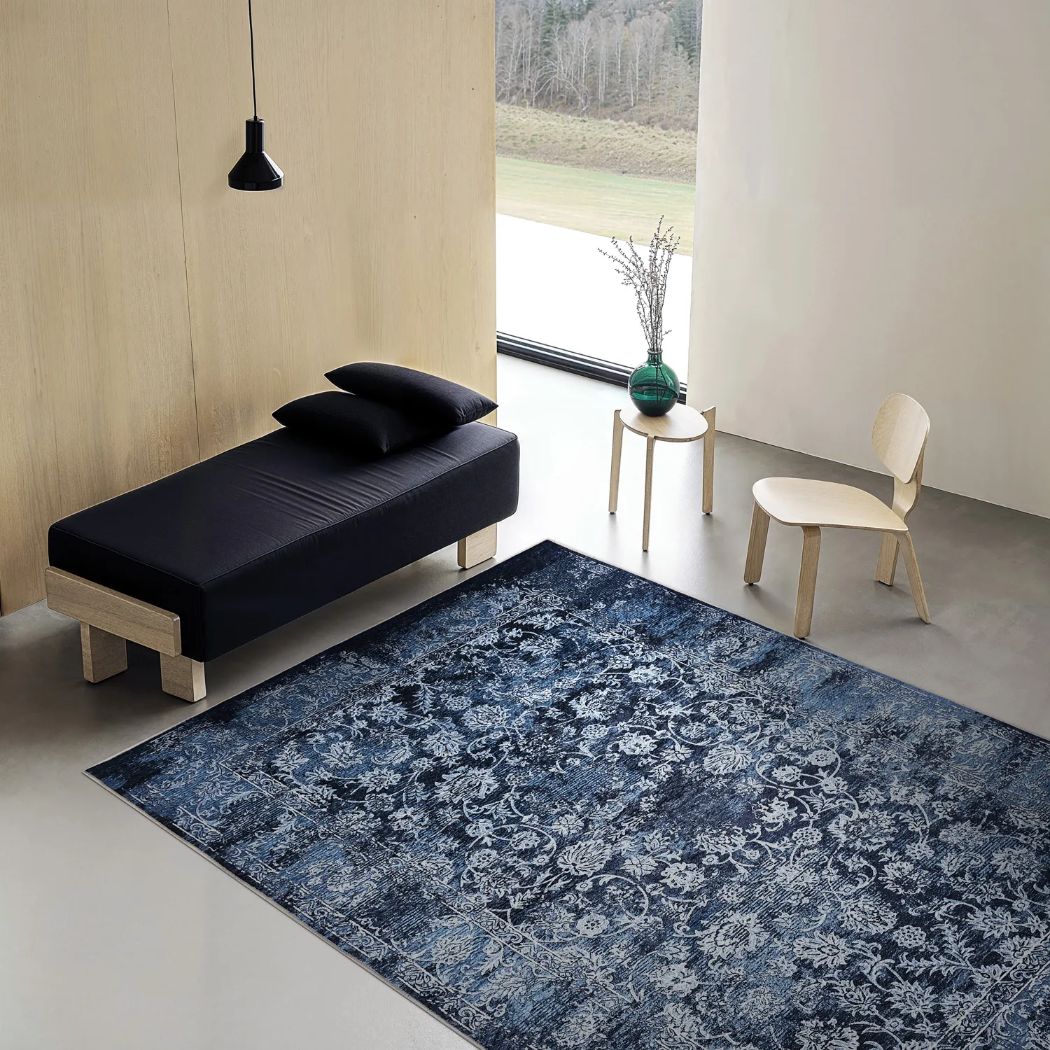 Wilton-Teppich - Flowers (blau)