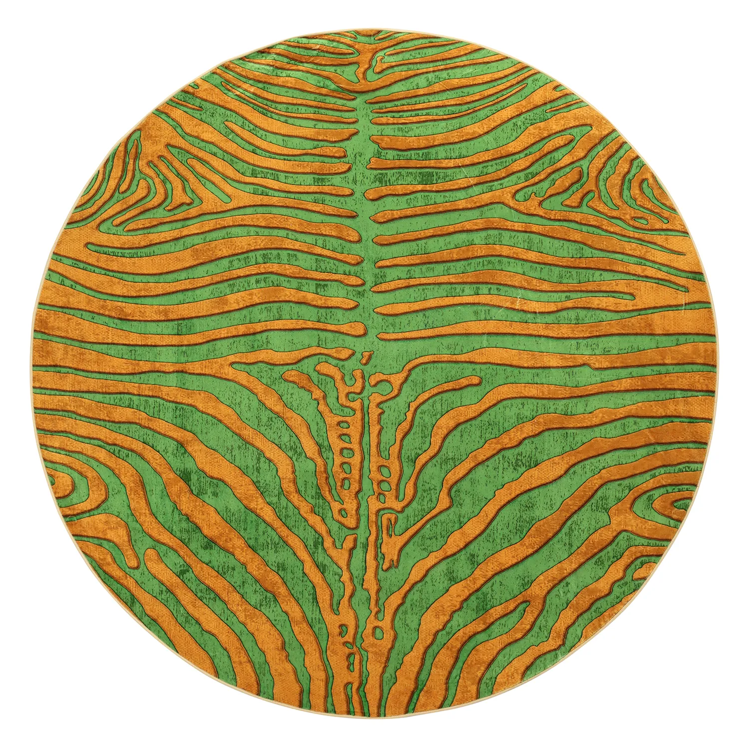 Rund Teppich - Zebra (grün/orange)