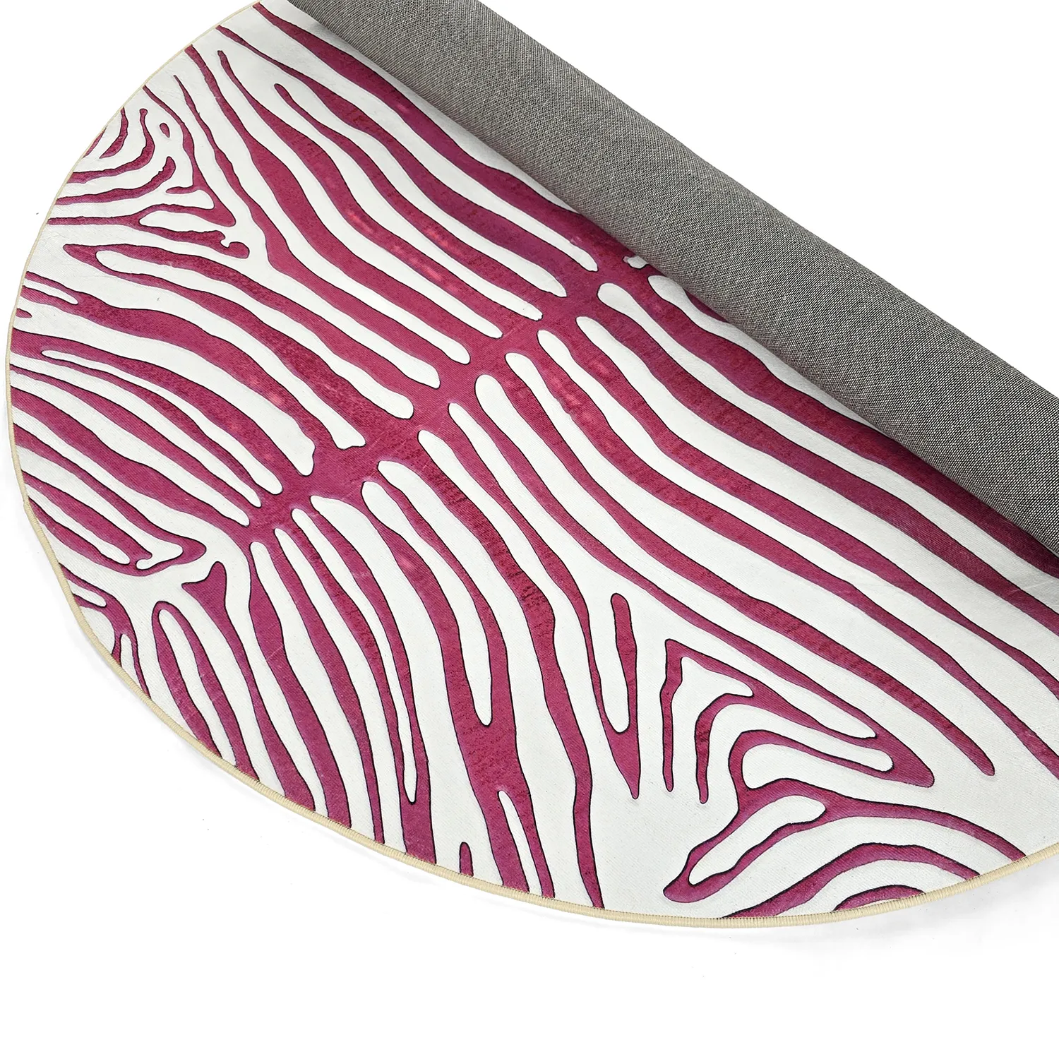 Rund Teppich - Zebra (rosa)